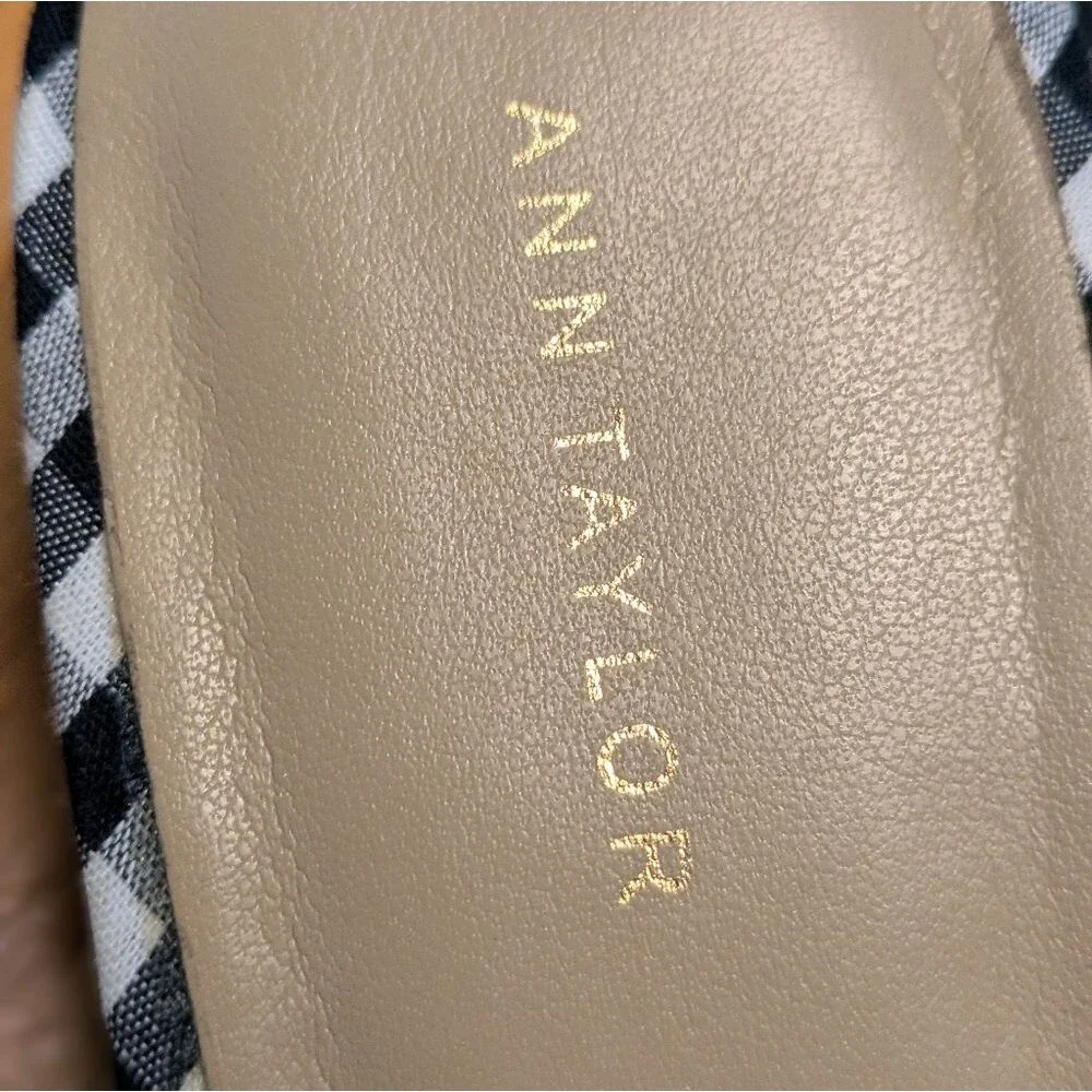 Ann Taylor Black Gingham Gold Mirror Globe Heel Size 6M